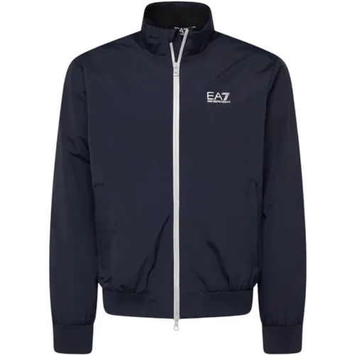 Blaue Logo-Buchstaben Bomberjacke , Herren, Größe: XL - Emporio Armani EA7 - Modalova