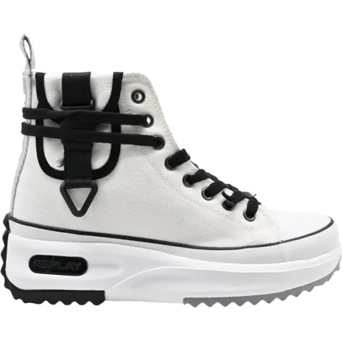 Aqua Pocket Sneakers White Black , female, Sizes: 8 UK, 4 UK, 7 UK, 5 UK, 3 UK - Replay - Modalova