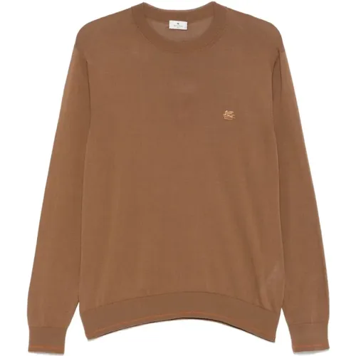 Round-neck Knitwear, male, , Size: XL Cotton Jacquard Crew-neck Sweater - ETRO - Modalova