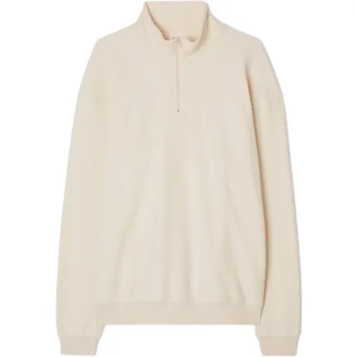 Ecru Long Sleeve Zip Sweatshirt , male, Sizes: M/L, XL - American vintage - Modalova