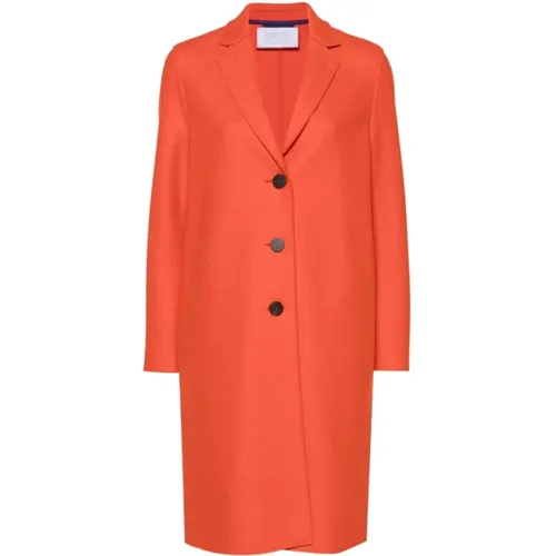 Single-Breasted Coats, female, , Size: XS Orange Overcoat Pressed - Harris Wharf London - Modalova