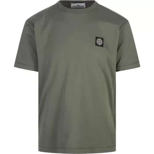 Grünes Casual T-Shirt mit Herzlogo , Herren, Größe: 2XL - Stone Island - Modalova