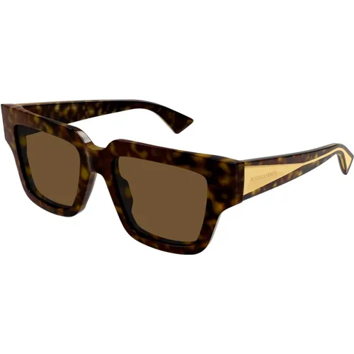 Blonde Havana/Orange Brown Sonnenbrille , Damen, Größe: 52 MM - Bottega Veneta - Modalova