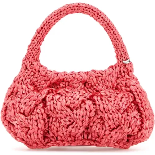Handbags, female, , Size: ONE SIZE Fuchsia Raffia Cable Handbag - JW Anderson - Modalova
