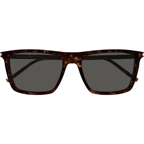 Square Acetate Sunglasses in Dark Tortoise , unisex, Sizes: 56 MM - Saint Laurent - Modalova