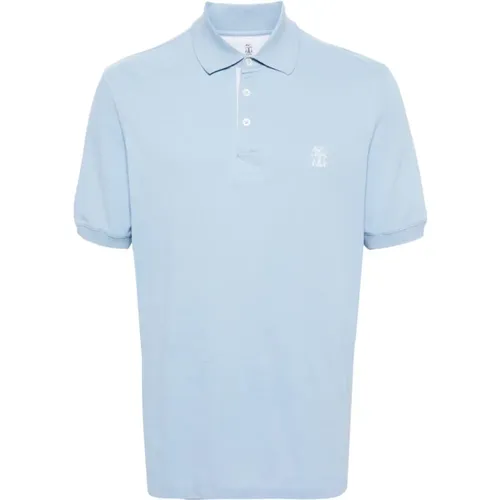 T-shirts and Polos Turquoise , male, Sizes: 2XL, M, S - BRUNELLO CUCINELLI - Modalova