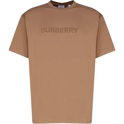 Beige Cotton T-shirts and Polos , male, Sizes: L, M - Burberry - Modalova