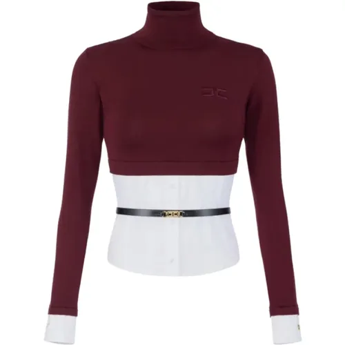 Turtlenecks, female, , Size: M Turtleneck Sweater with Shirt Effect - Elisabetta Franchi - Modalova