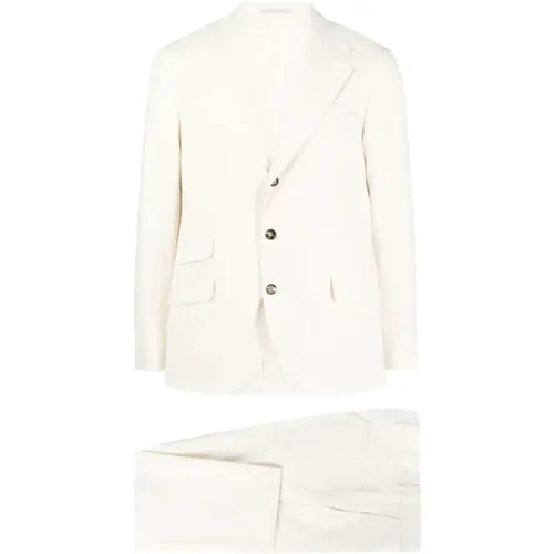 Single Breasted Suits, male, , Size: XL White Leisure Suit for Men - BRUNELLO CUCINELLI - Modalova