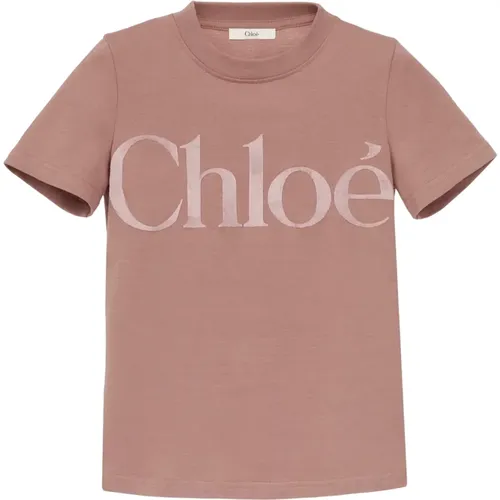 Samt Logo T-Shirts und Polos , Damen, Größe: M - Chloé - Modalova