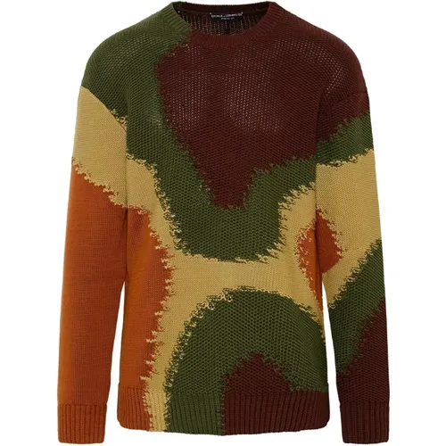 Cotton Sweater with Modern Design , male, Sizes: M - Dolce & Gabbana - Modalova