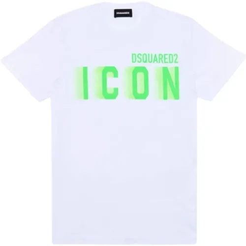 T-Shirts, male, , Size: S Fluorescent Logo T-Shirt - Dsquared2 - Modalova