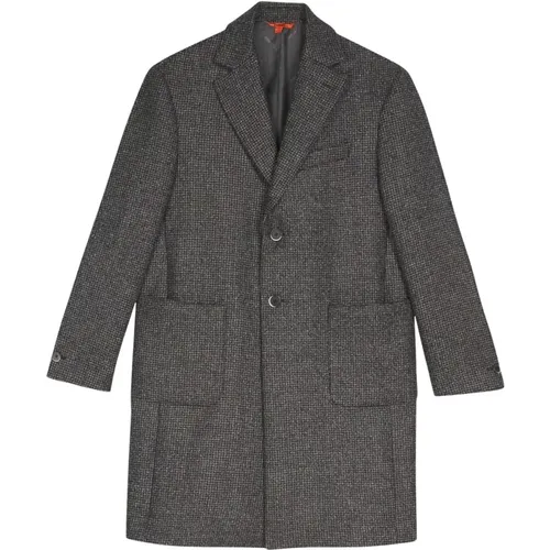 Single-Breasted Coats, male, , Size: S Micro-Pattern Regular Coat with Patch Pockets - Barena Venezia - Modalova