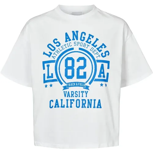 LA California Cropped Cotton Tee , Damen, Größe: L - American Dreams - Modalova