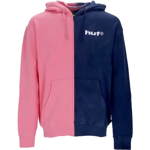 Hoodies, male, , Size: XL Split Dye Zip Hoodie Pink/Navy - HUF - Modalova