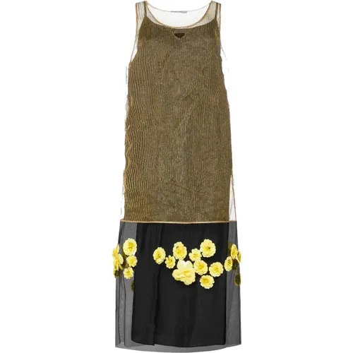D Flowers Lurex Knitted Dress , female, Sizes: XS, S - Prada - Modalova