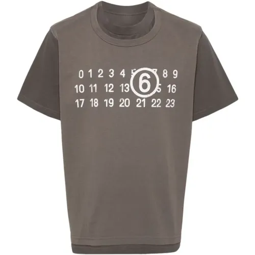 T-Shirt mit Lagen-Design , Herren, Größe: S - MM6 Maison Margiela - Modalova