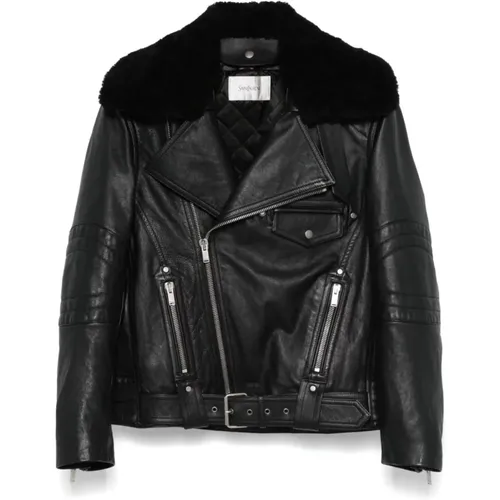 Biker Leather Jacket , female, Sizes: M, S - Saint Laurent - Modalova