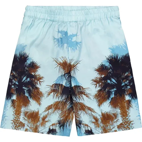 Bermuda Shorts mit türkisem Palmenmuster , Herren, Größe: M - Laneus - Modalova