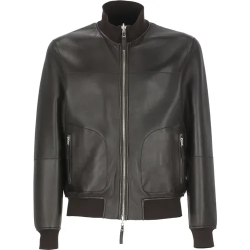 Leather Jackets, male, , Size: XL Reversible Leather Jacket, , Round Neck - The Jack Leathers - Modalova