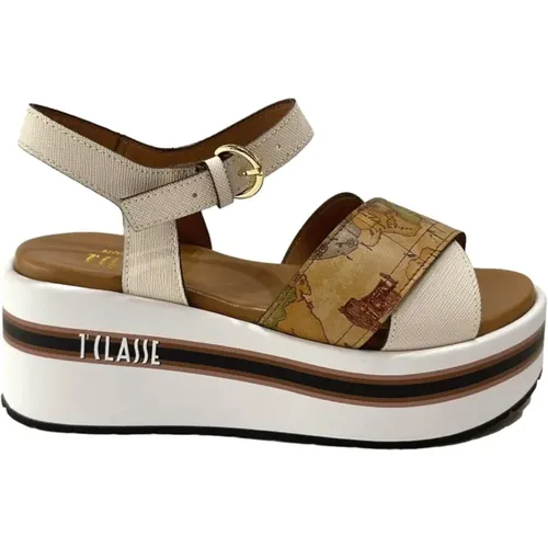 Platform Sandal with Crossed Straps , female, Sizes: 6 UK, 7 UK, 3 UK, 8 UK - Alviero Martini 1a Classe - Modalova