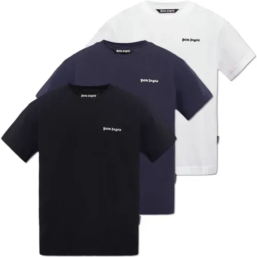 Marken T-Shirt Dreierpack , Herren, Größe: S - Palm Angels - Modalova