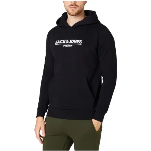 Hoodies, male, , Size: S Soft Cotton Hoodie with Logo Print - jack & jones - Modalova