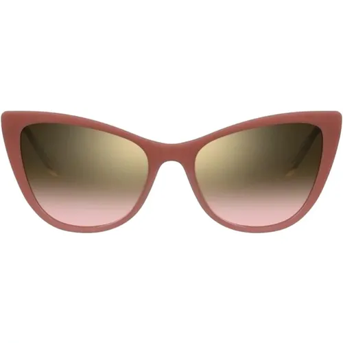 Cateye Sunglasses with Brick Acetate and Gradient Lenses , female, Sizes: 53 MM - Love Moschino - Modalova