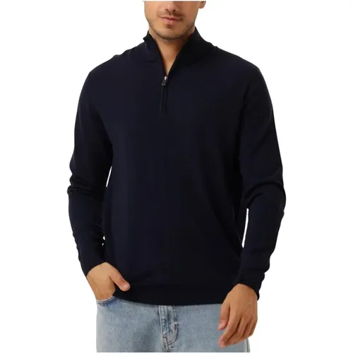 Marineblauer Half Zip Pullover Pullover,Grüner Half Zip Pullover Pullover,Casual Half Zip Pullover Sweater,Herren Half Zip Pullover Sweater - Profuomo - Modalova