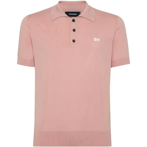Polo Shirts, male, , Size: L Cotton Polo with D2 Logo - Dsquared2 - Modalova