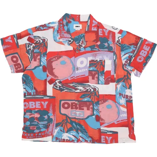 Woven Short Sleeve Shirt Lily White , male, Sizes: XL, M, L - Obey - Modalova