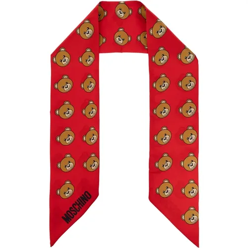 Silky Scarves, unisex, , Size: ONE SIZE Silk scarf with logo - Moschino - Modalova