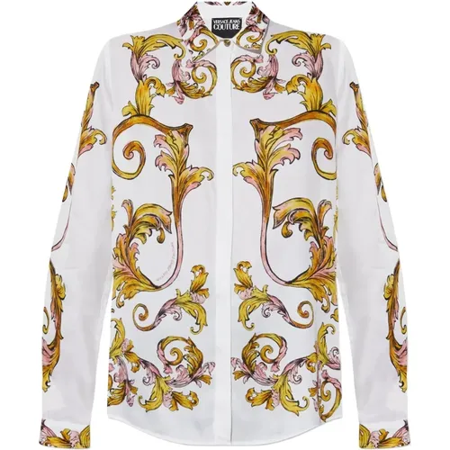 Shirts, female, , Size: S White Gold Barocco Shirt - Versace Jeans Couture - Modalova
