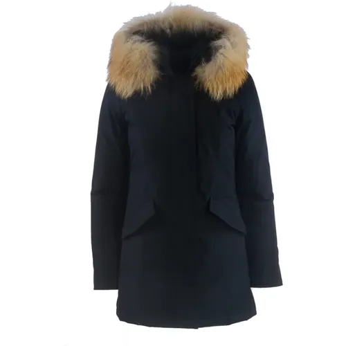Technical Fabric Parka with Detachable Fur Hood , female, Sizes: M, S - Woolrich - Modalova