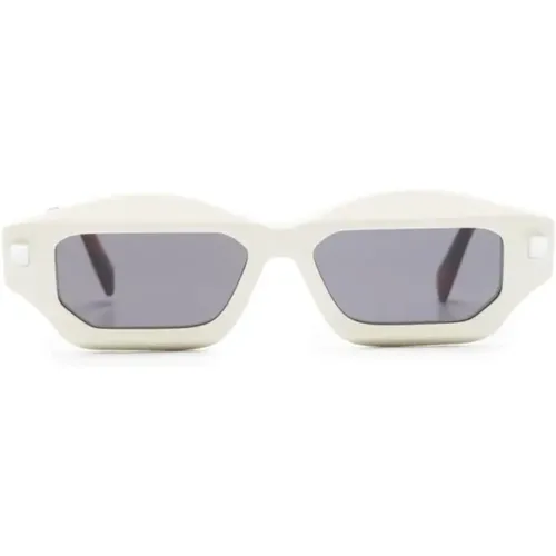 Slim-frame Sunglasses with Ivory Tinted Lenses , male, Sizes: ONE SIZE - Kuboraum - Modalova
