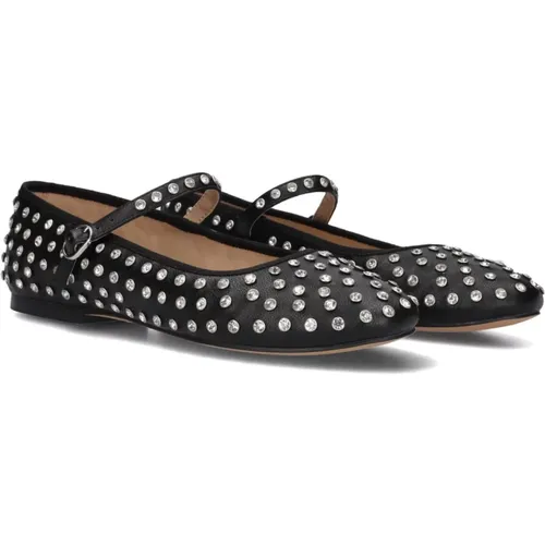 Schwarze Ballerina Flats mit Silberdetails , Damen, Größe: 36 1/2 EU - Steve Madden - Modalova