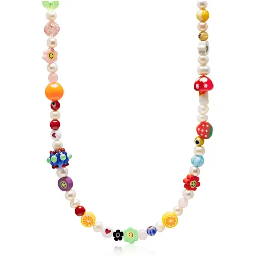 Baroque Pearl Choker with Assorted Beads , male, Sizes: S - Nialaya - Modalova