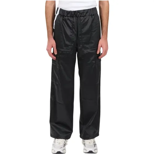 Straight Trousers, male, , Size: L Wide Cargo Pants with Adjustable Cuffs - Rains - Modalova