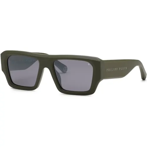 Matte Sunglasses Light Grey Lenses , unisex, Sizes: 55 MM - Philipp Plein - Modalova