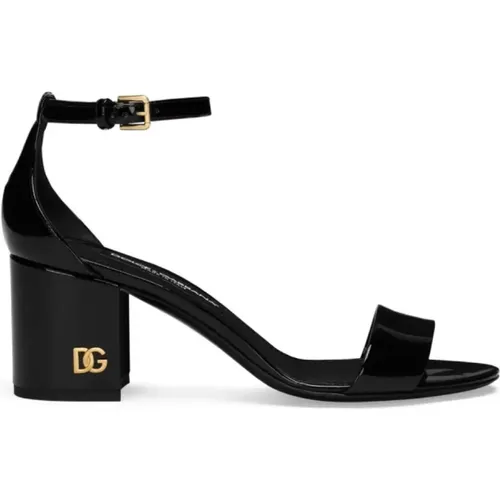 Patent Leather Sandals , female, Sizes: 6 UK, 5 1/2 UK - Dolce & Gabbana - Modalova
