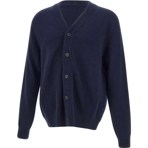 Cardigans, male, , Size: S Merino Wool Cardigan, V-Neck, Contrasting Buttons - Paul Smith - Modalova