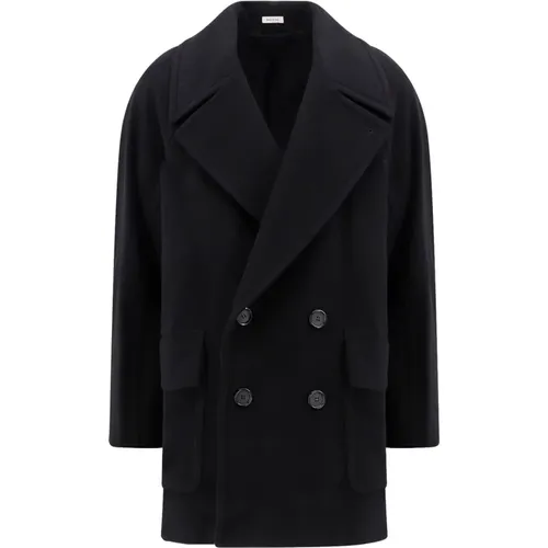 Double-Breasted Coats, male, , Size: S Double-Breasted Wool Coat - alexander mcqueen - Modalova