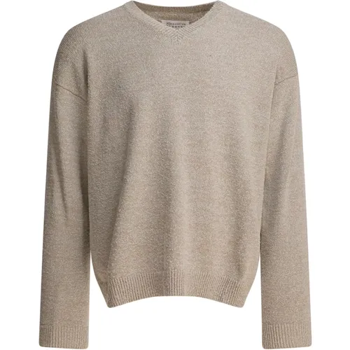 V-neck Knitwear, male, , Size: L Grey Knitwear V-Neck Sweater Aw25 - Maison Margiela - Modalova