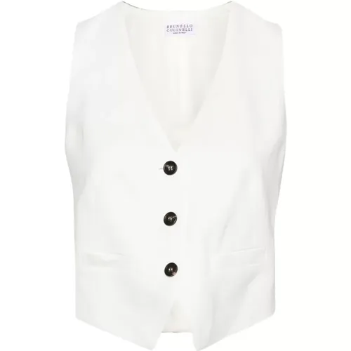 Viscose Linen Vest, Made in Italy , female, Sizes: M - BRUNELLO CUCINELLI - Modalova