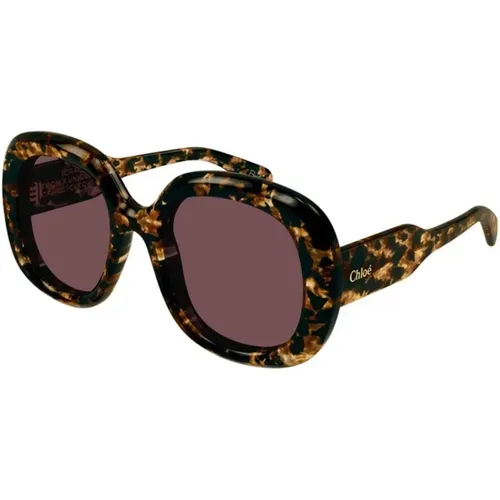 Stylish Havana Violet Sunglasses , unisex, Sizes: 54 MM - Chloé - Modalova