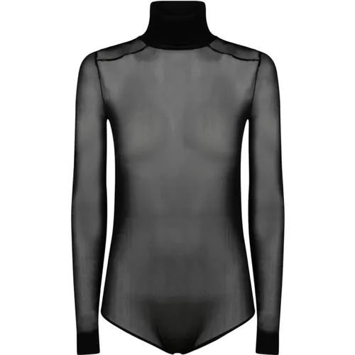 Schwarzer Rayon-Viskose-Turtleneck-Bodysuit , Damen, Größe: XS - Maison Margiela - Modalova