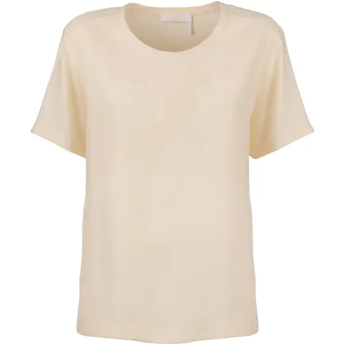 Linen and Silk T-Shirt, Regular Fit , female, Sizes: M, L - Chloé - Modalova