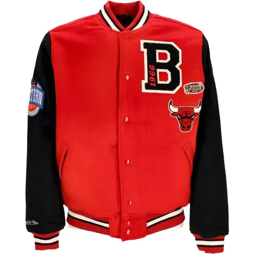 Bomber Jackets, male, , Size: XL Chicago Bulls Varsity Jacket /Black - Mitchell & Ness - Modalova