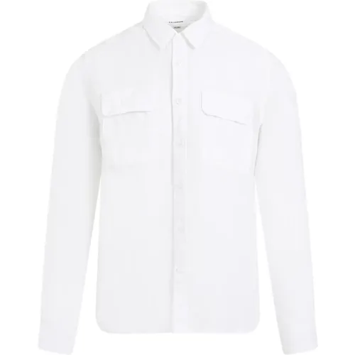 Weiße Leinentaschenhemd , Herren, Größe: M - C.P. Company - Modalova