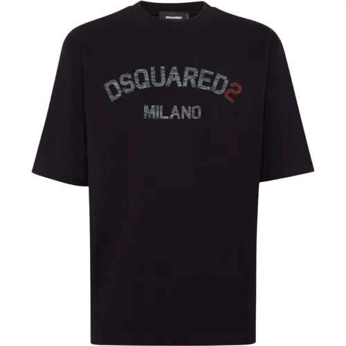 T-Shirts, male, , Size: XS Cotton Jersey Oversized T-shirt - Dsquared2 - Modalova